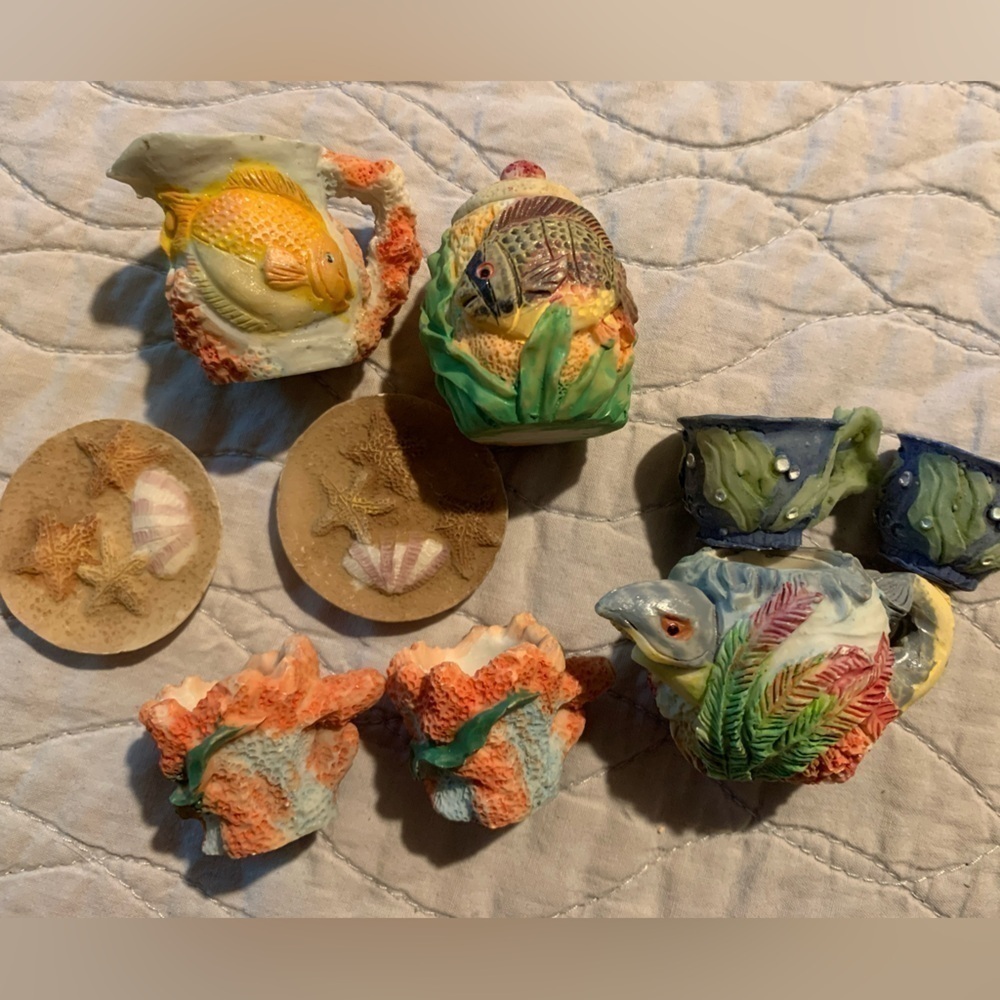 EUC vintage Enesco Mary Rhyner collectible miniature tea sets! 7 sets 40 PIECES! - Picture 10 of 16